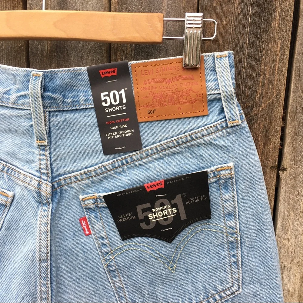 NWT Levi’s 501 High Rise Cutoff Denim Shorts Cotton Luxor Heat 27 - Picture 11 of 16